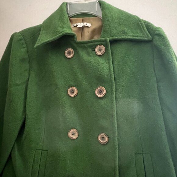 CAbi Jackets & Blazers - CAbi Green Wool Blend Peacoat Size 10 | Vintage Style Cropped Jacket
